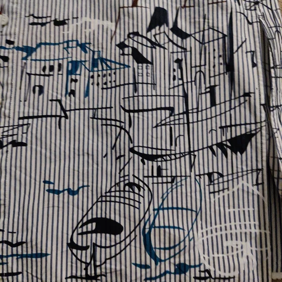 Lafayette 148 New York Plus Kehlani Striped Scenic-Print Shirt - Picture 5 of 14